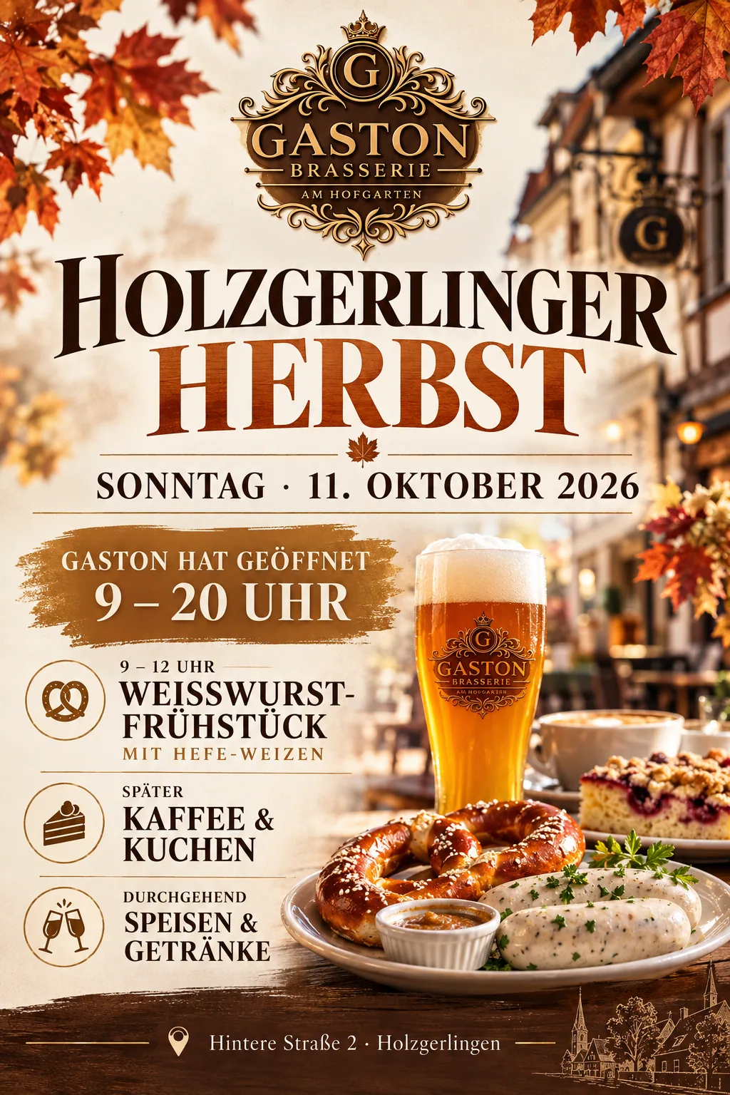 Holzgerlinger Herbst – Sonntag, 11. Oktober 2026: Gaston hat von 9 bis 20 Uhr geöffnet